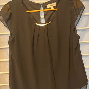 Meraki Elegant Black Blouse with Sheer Sleeves